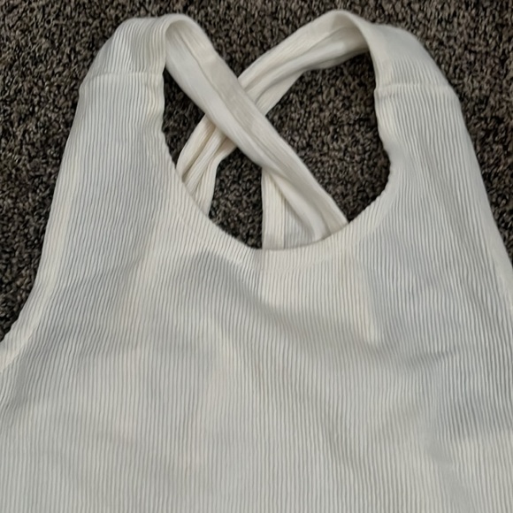 Madewell Cream Ribbed Tank Top Open Back, NWOT - Picture 3 of 7